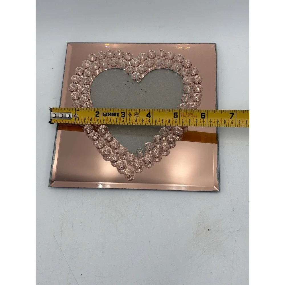 Nanette Lepore Rose Gold Mirrored Heart‎ Frame Clear Beads Valentine Decor
